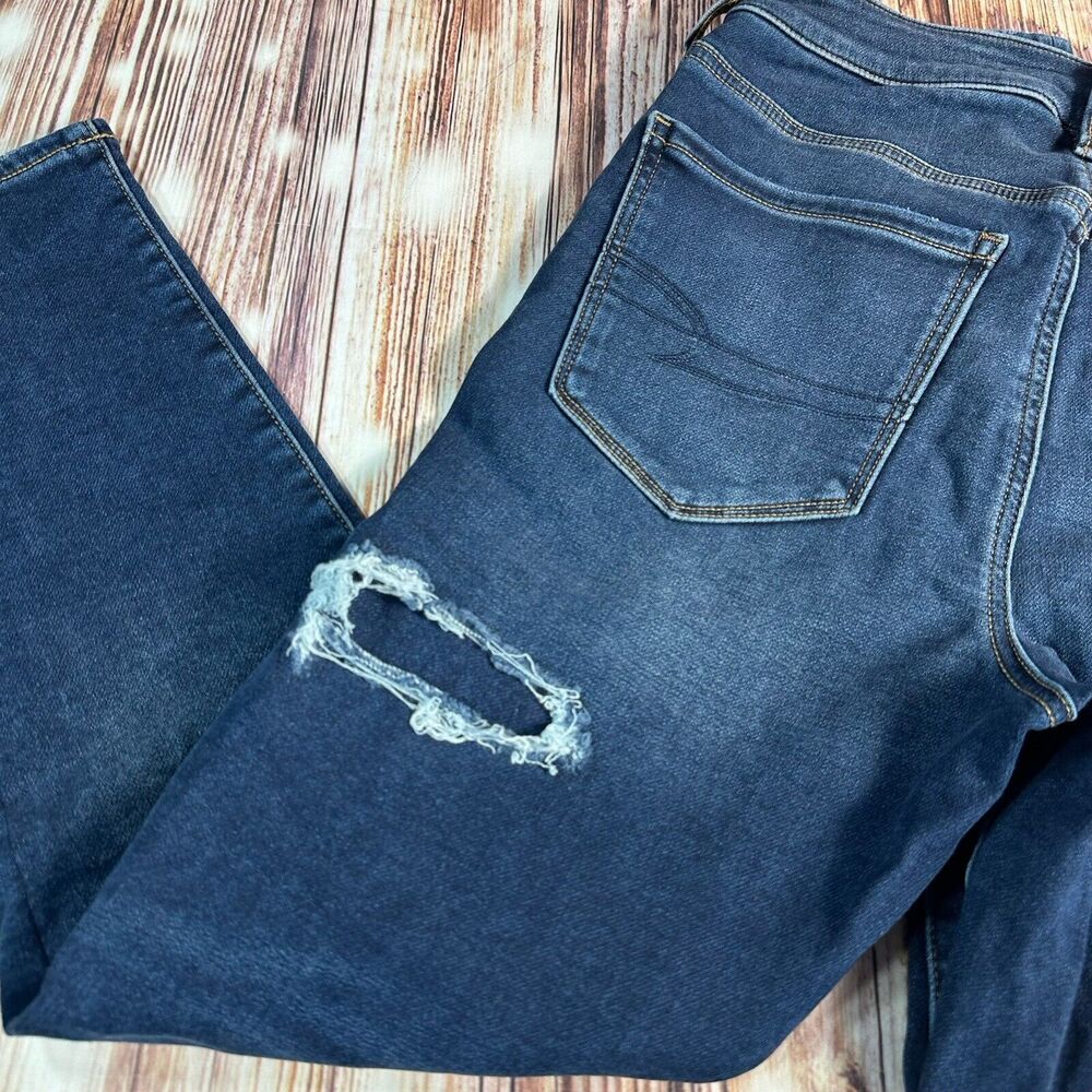 American Eagle HI RISE JEGGING Size 8 X Short Distressed Jeans Denim Pants 28x24 - Picture 5 of 14
